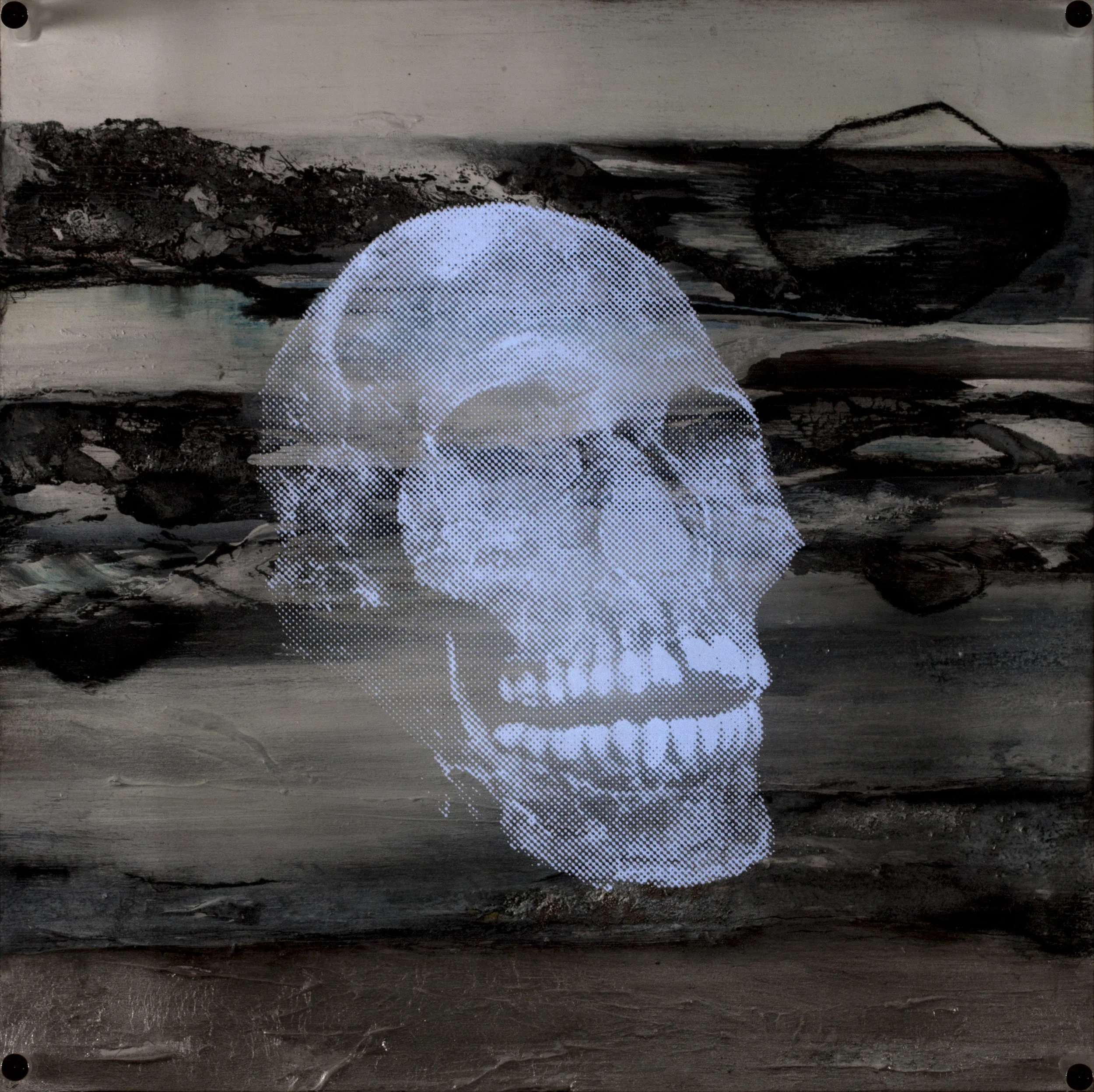 EauVision de nuitTechnique mixte : altuglass et bois 40 x 40 cm