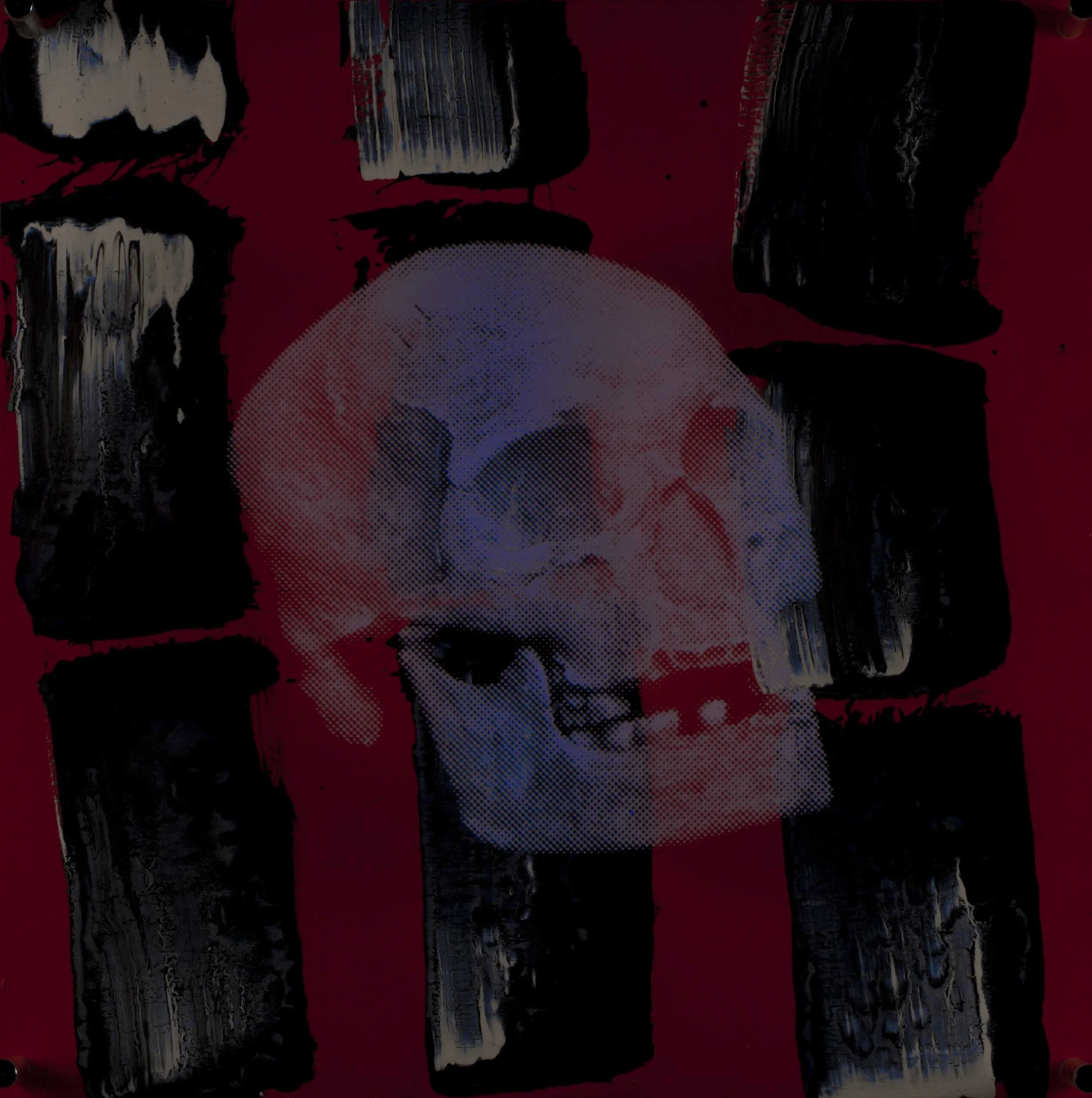 RougeVision de nuitTechnique mixte : altuglass et bois 40 x 40 cm