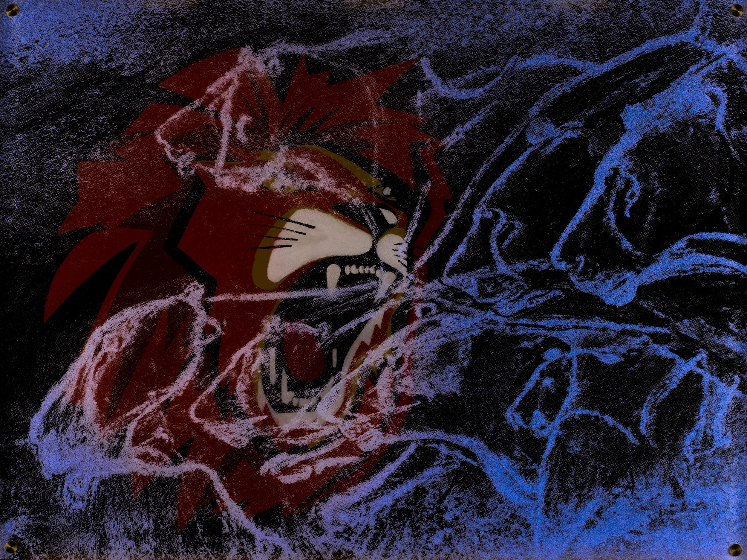 ConfrontationVision de nuit45 X 60 cm - boite altuglas et bois