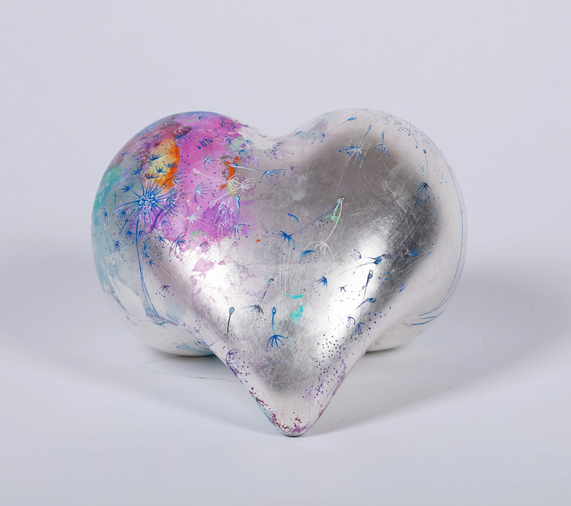 Piéce unique - Résine, peinture, feuilles d’argent