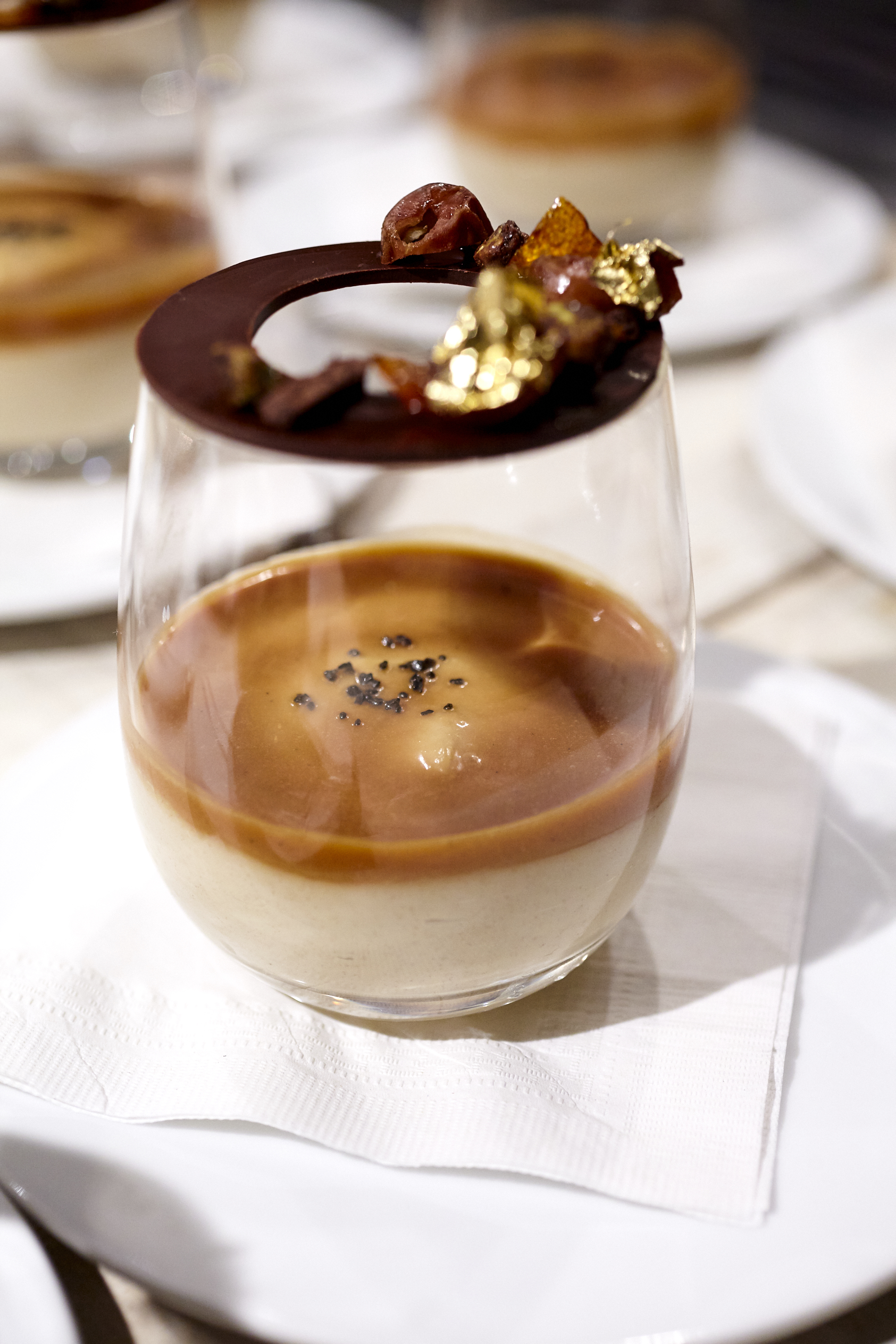 Schaffer, The Best Catering Company  in Los Angeles Serving Date Budino with Salted Caramel.