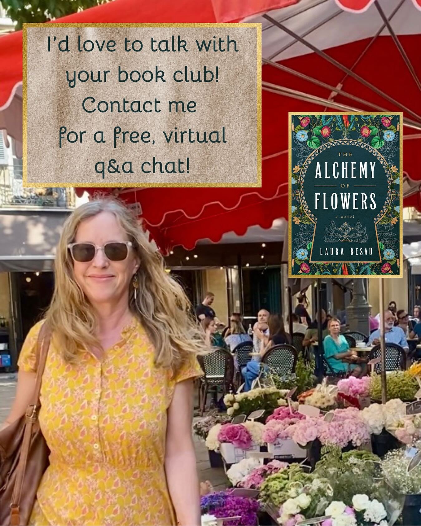 My friends, I would absolutely love to do a free virtual chat with your book club!!! 📚&hearts;️ I've been having so much fun chatting about The Alchemy of Flowers in person and on Zoom... lots of laughter and bonding! It means so much to me to make 