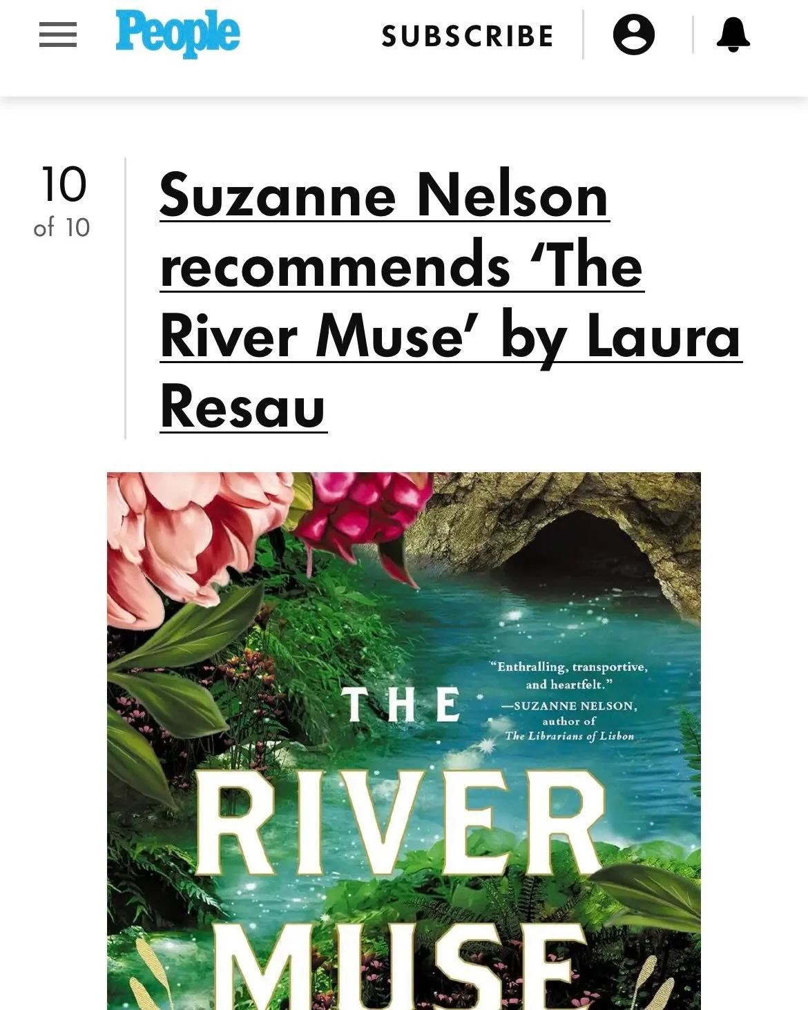 How cool is this?!!! The River Muse is featured in this People Magazine article about Must-Read Spring Books!! 🌷📖💫

Ten authors offer their recommendations&hellip; And I'm honored that the fabulous Suzanne Nelson, author of the Librarians of Lisbo