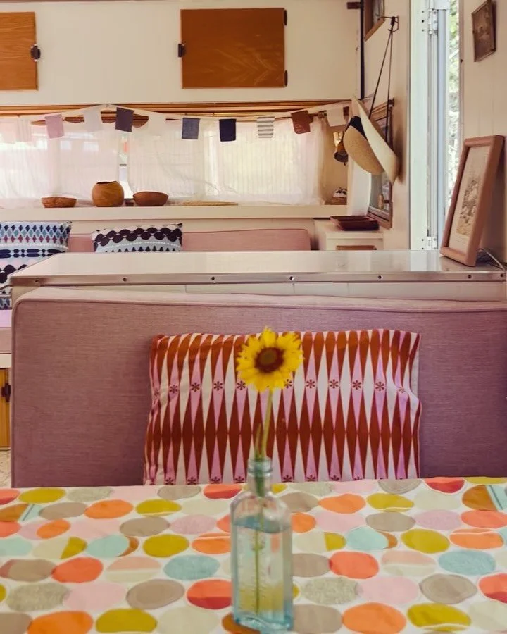 It's been a minute since I gave a trailer tour of Winnie, our 1969 camper, named after my grandmother. 🌞 Swipe through to see all her cute nooks and the views outside&hellip; 💚🌲

After reading The Alchemy of Flowers, people often ask me how I got 