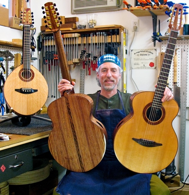 In the workshop with a few of my stringed instruments, circa 2010