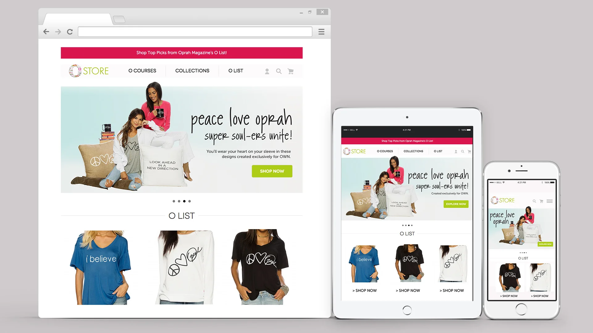 Oprah Ecommerce Site Design