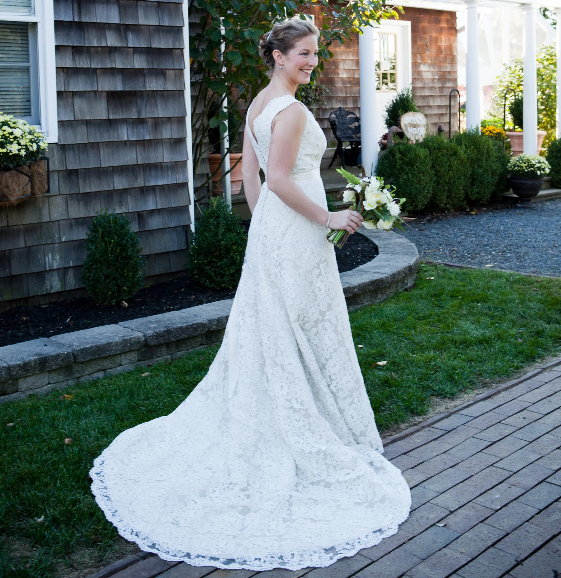 Alencon A-Line Gown with Cathedral Train