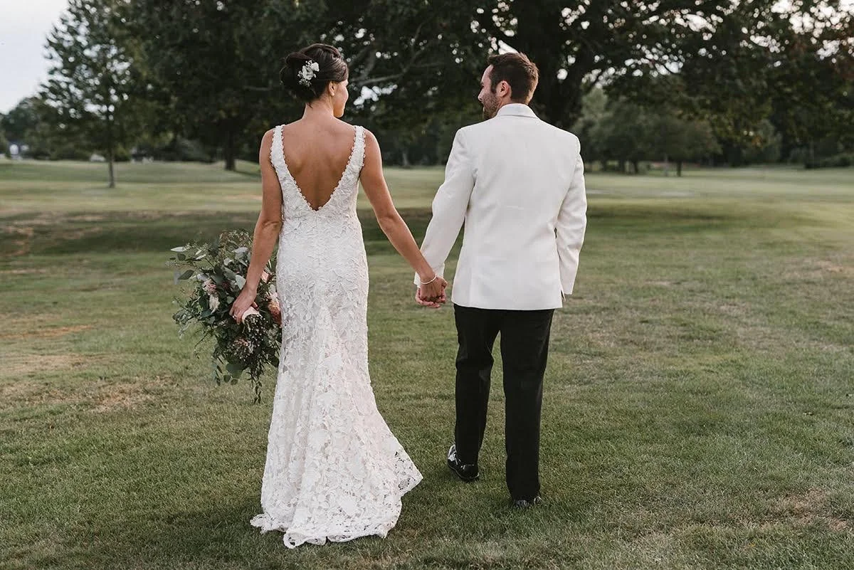 V-neck Guipure Lace Gown
