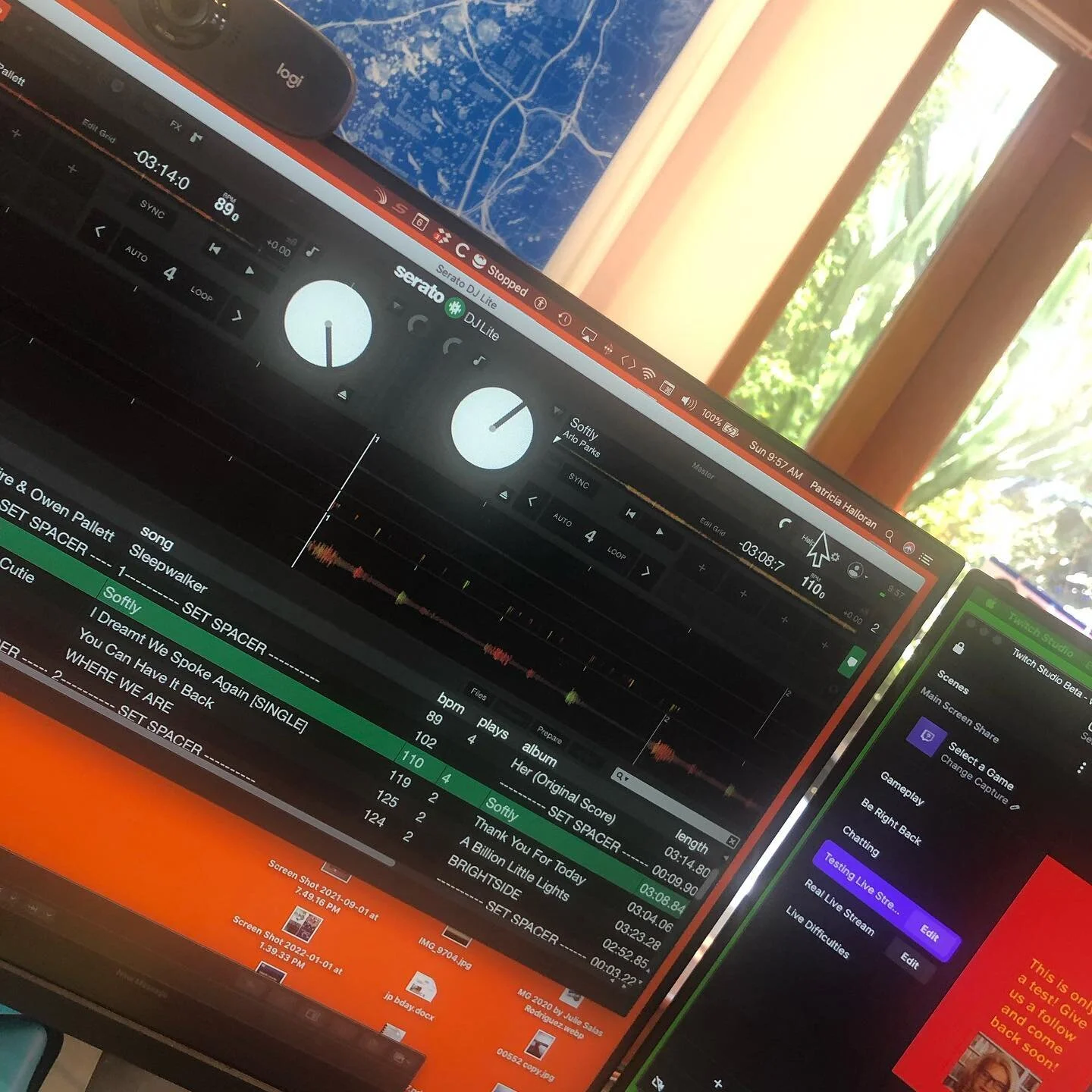 DJ Prep with latte in hand. Trying out this Twitch thing the kid are into. Reminds me of college radio in the 80s. Find me there from 11a Sundays. Link in bio. ( office and art by @boja_claretcup )