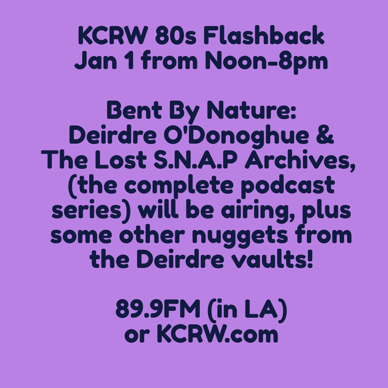 kcrw 80s deirdre o'donoghue tricia halloran