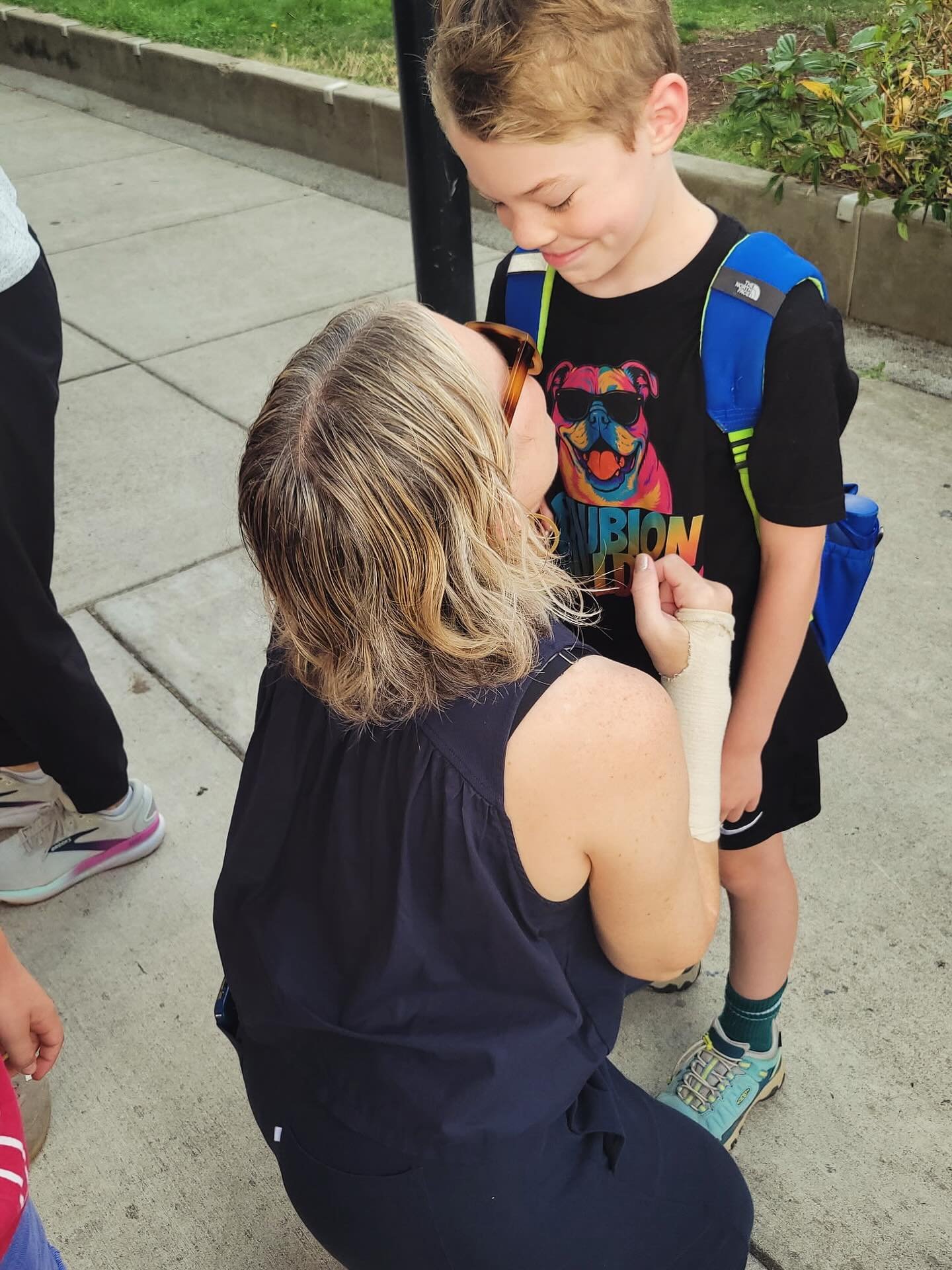 I got this sweet photo @eferro78 took on the first day of school as I gave Finch a pep talk and not long after Erin sent me the photo I learned of the two children murdered while at school in Minneapolis. I was going to post this just because it make