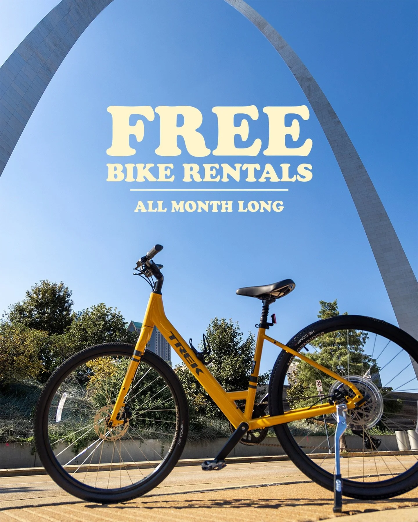 In celebration of National Bike Month, we&rsquo;re offering FREE bike rentals all month long!

📍 Big Muddy Adventures at the Arch
50 Leonor K. Sullivan Boulevard
📆 Thursdays - Sundays 11:00-4:00 
🌐 2muddy.com/arch-bike-rentals

&mdash;

@trailnets
