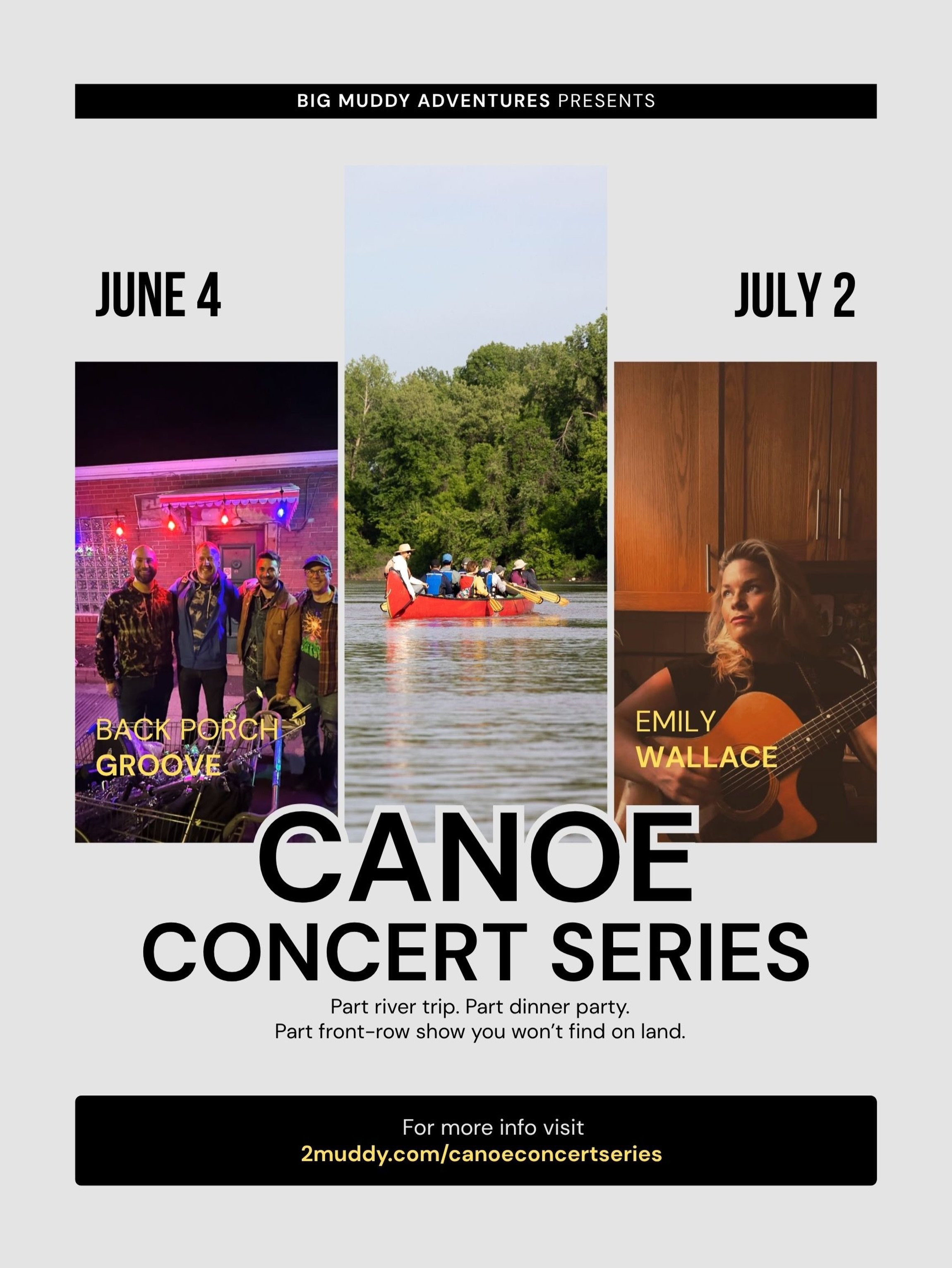 We&rsquo;re bringing live music back to the river. And this time, it floats. 

We&rsquo;ve invited some of our favorite musicians to grab their instruments, climb into a canoe, and rock the river. 

Each outing includes a fully guided paddle on the M