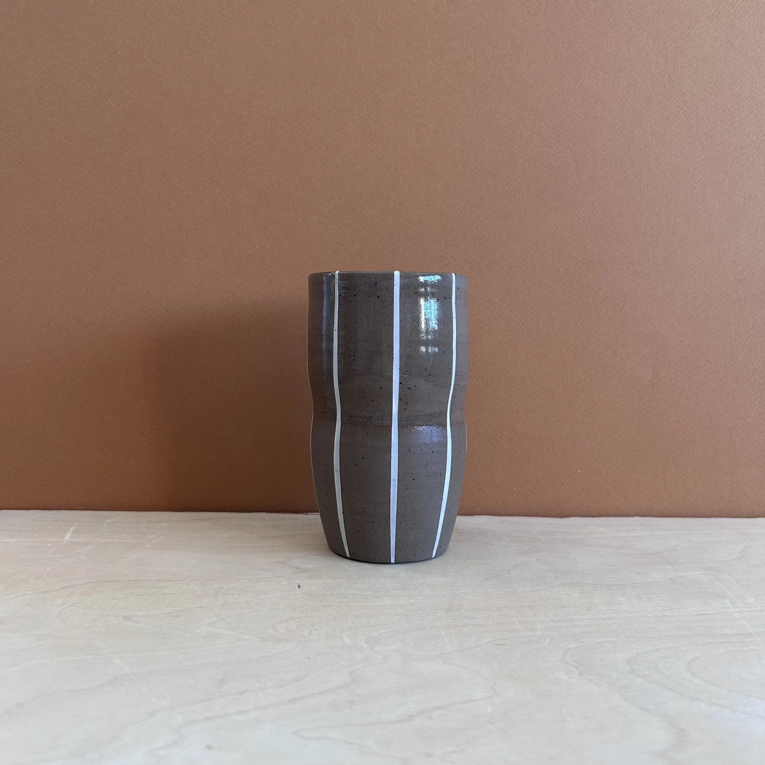 Brown Clay Striped Tumbler