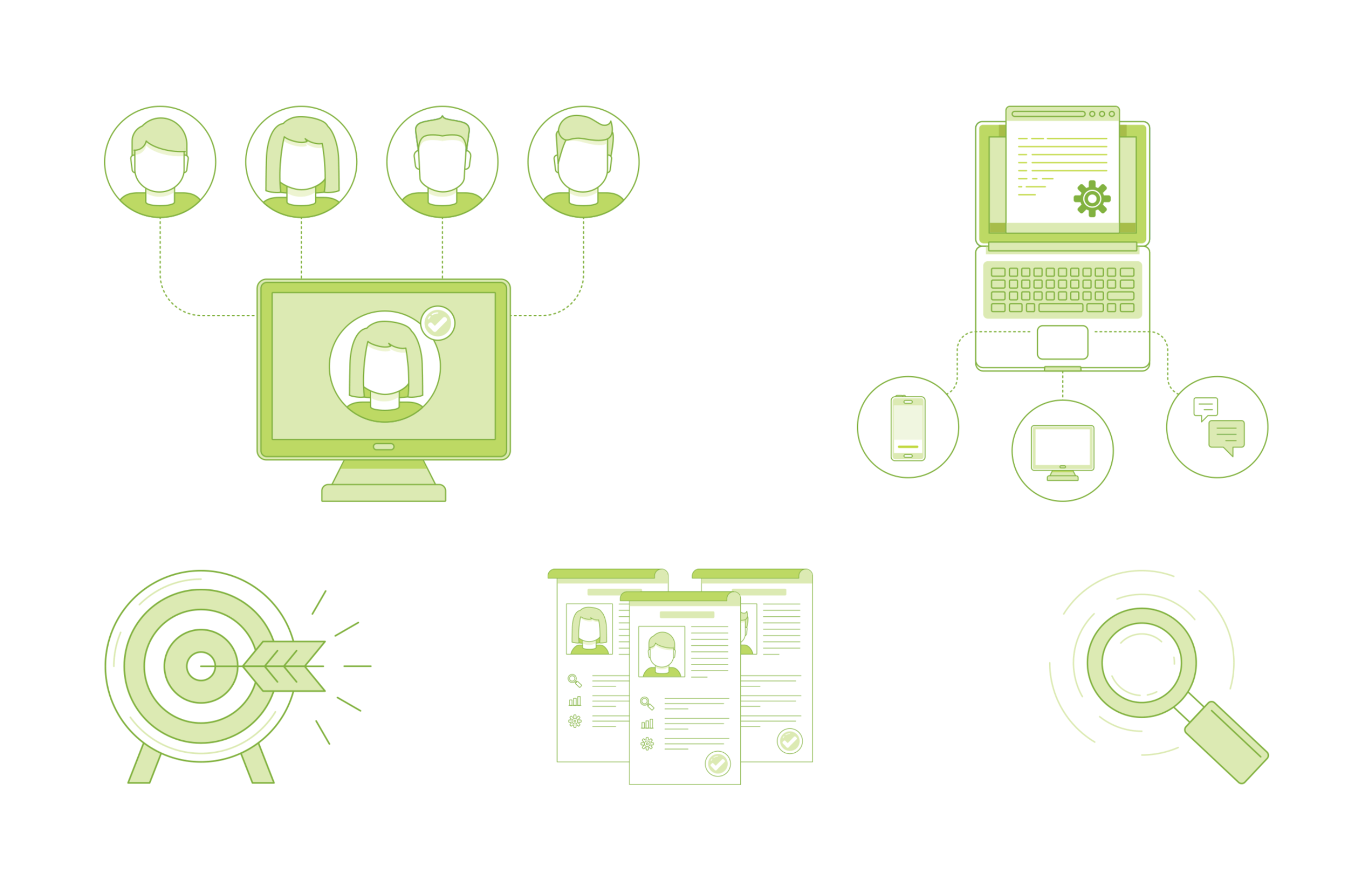 "How It Works" Illustrations for ZipRecruiter