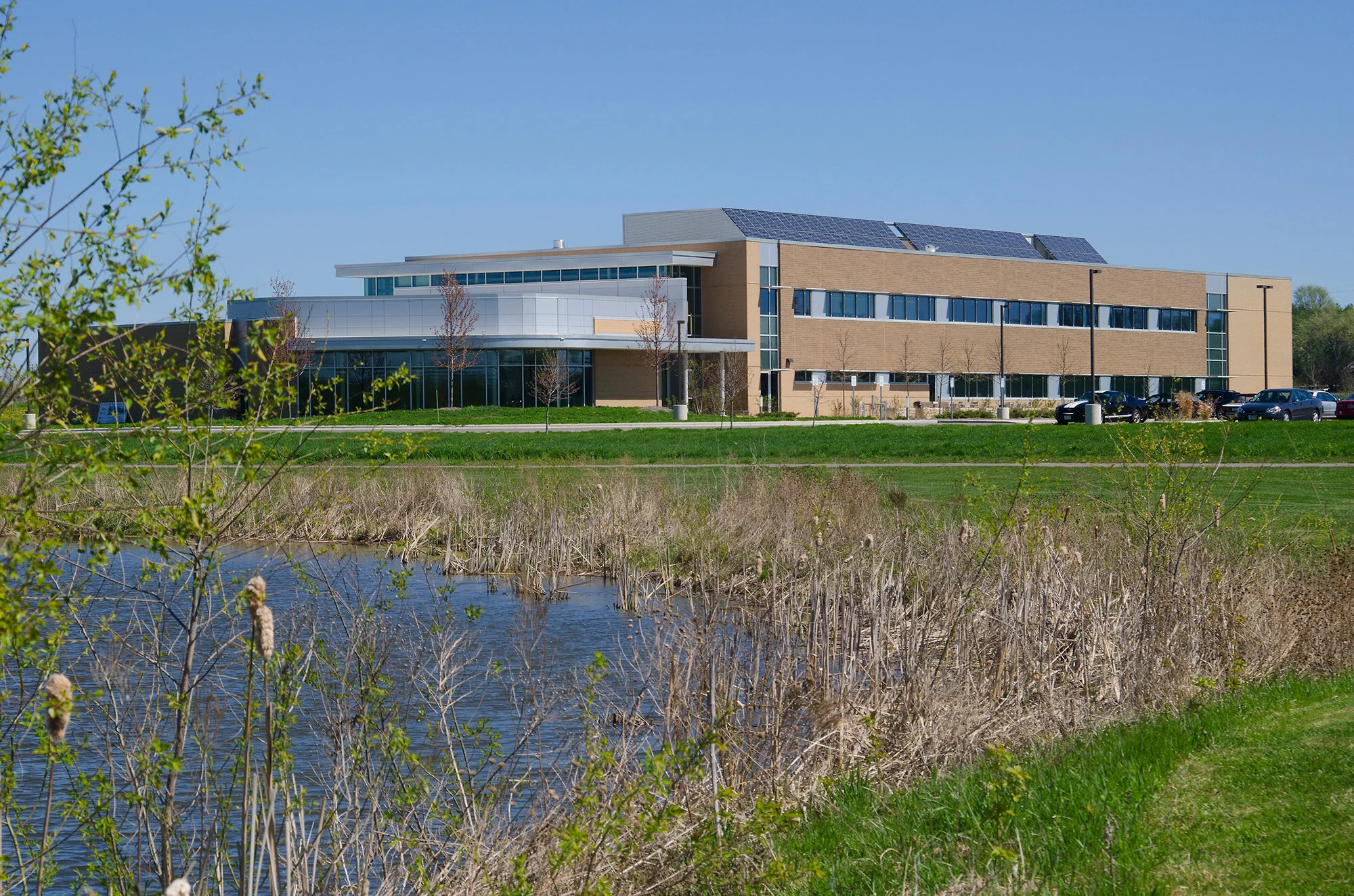 Exterior of Whitewater University Innovation Center with Pond.jpg