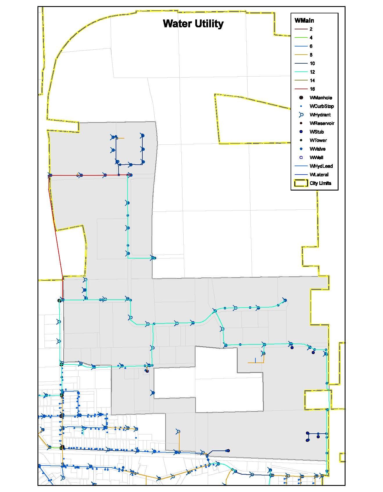 Map of Water Utility in Whitewater, WI