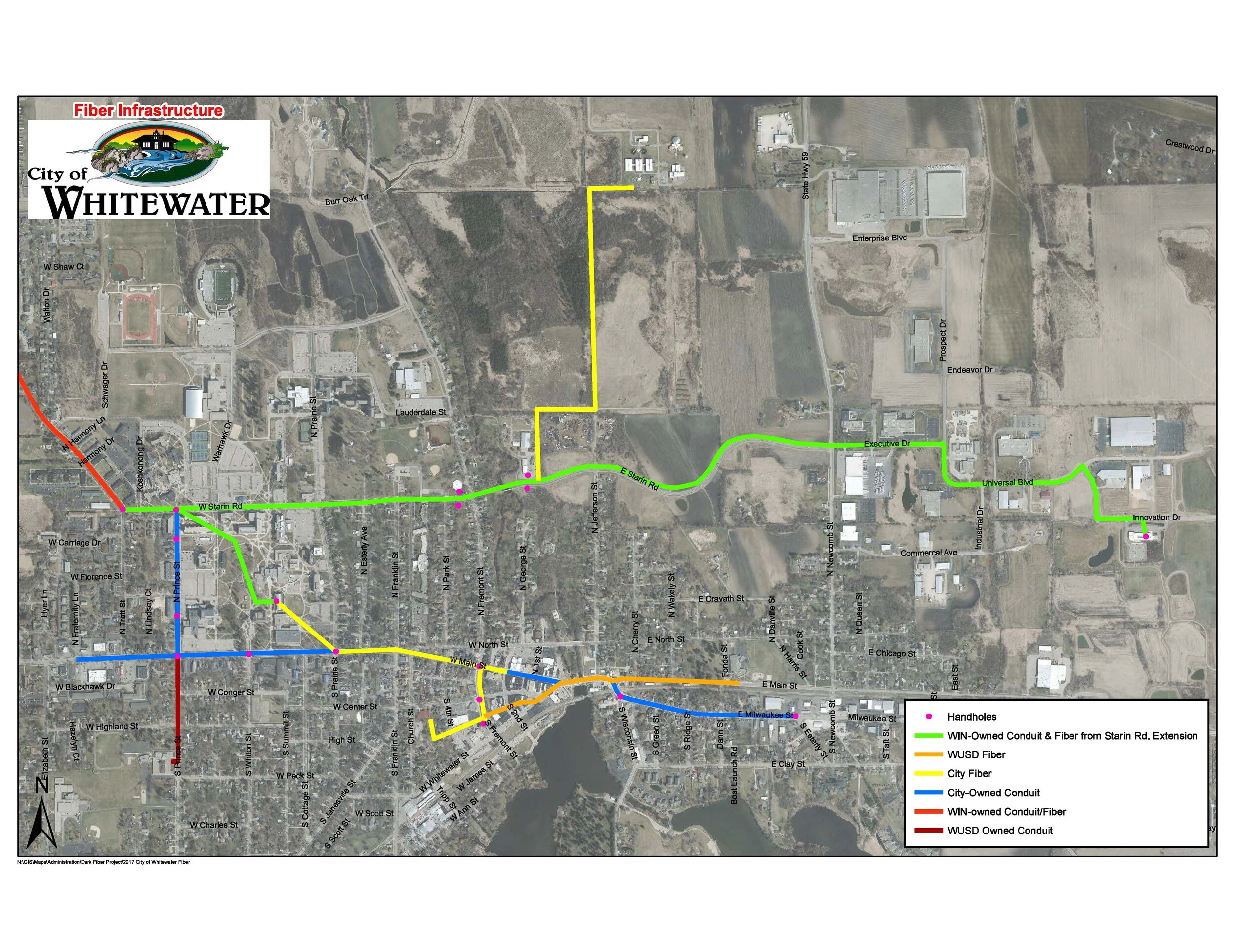 Map of Fiber Infrastructure in Whitewater WI