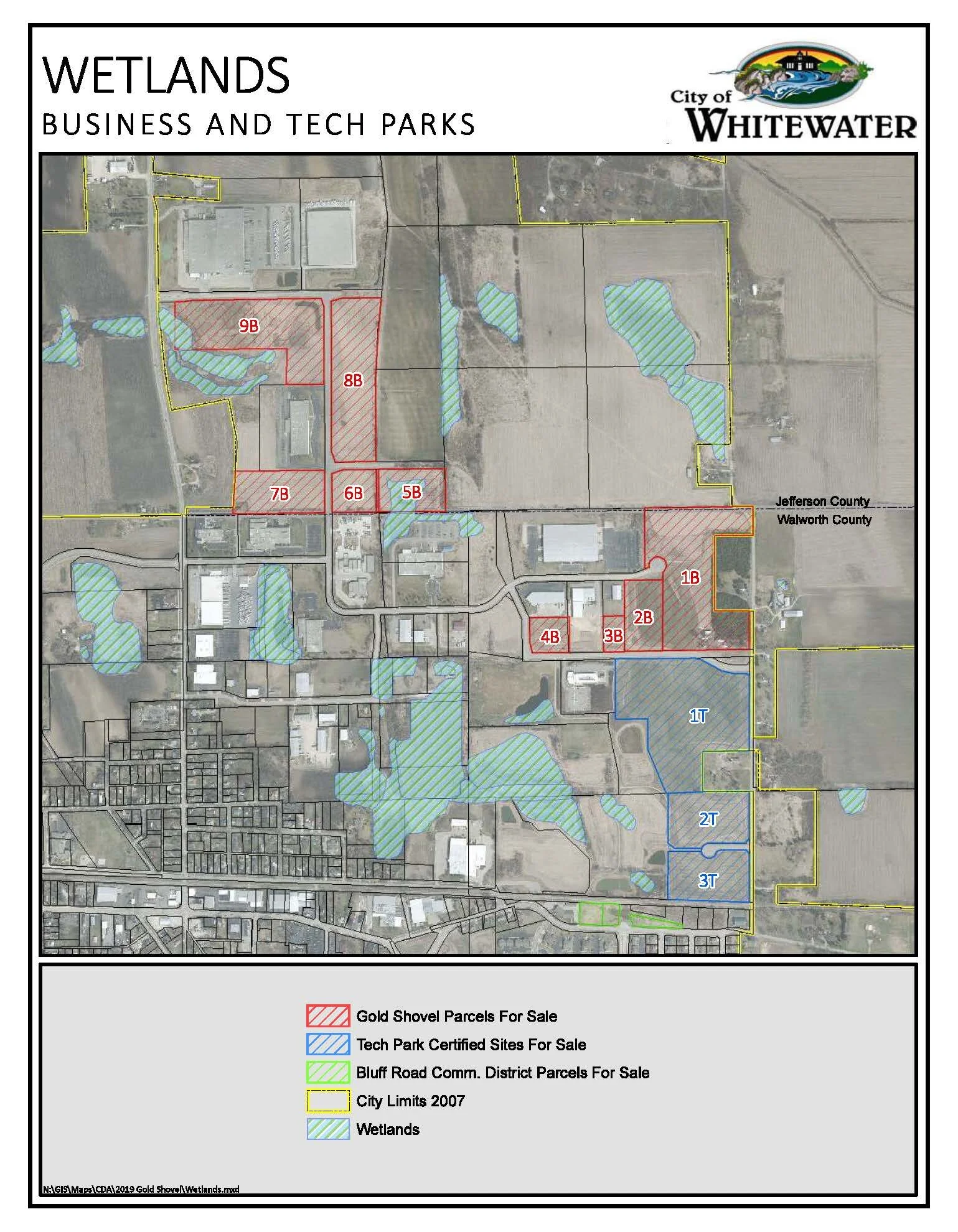 Map of Wetlands in Whitewater WI