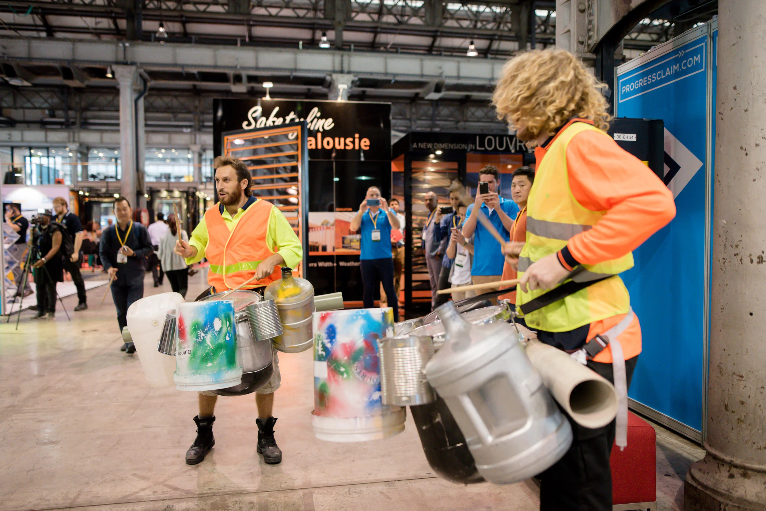 Construction drummers at Sydney Build