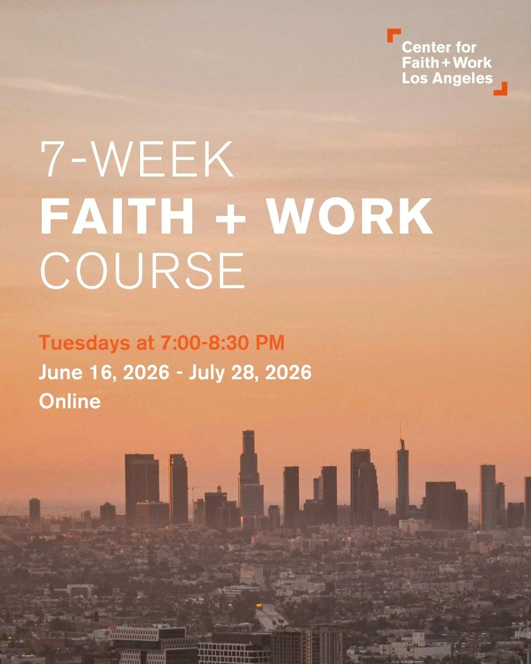 What does it look like to faithfully live out your vocation in today&rsquo;s world?

Join us this summer for the 7-Week Faith + Work Course. CFWLA&rsquo;s introductory offering is designed to help Christians develop a richer, more biblical vision for