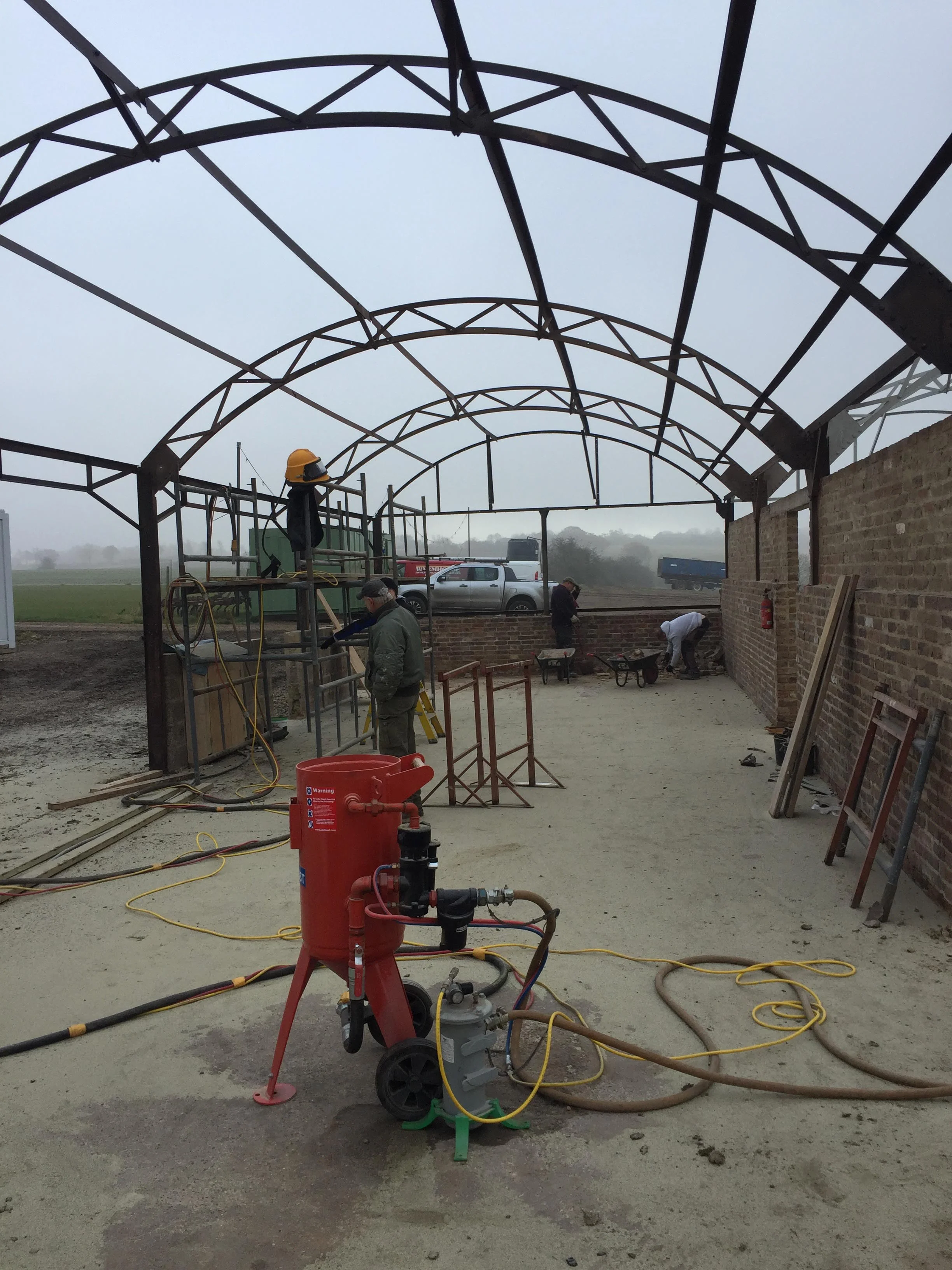 The steel frame. Old cladding removed.