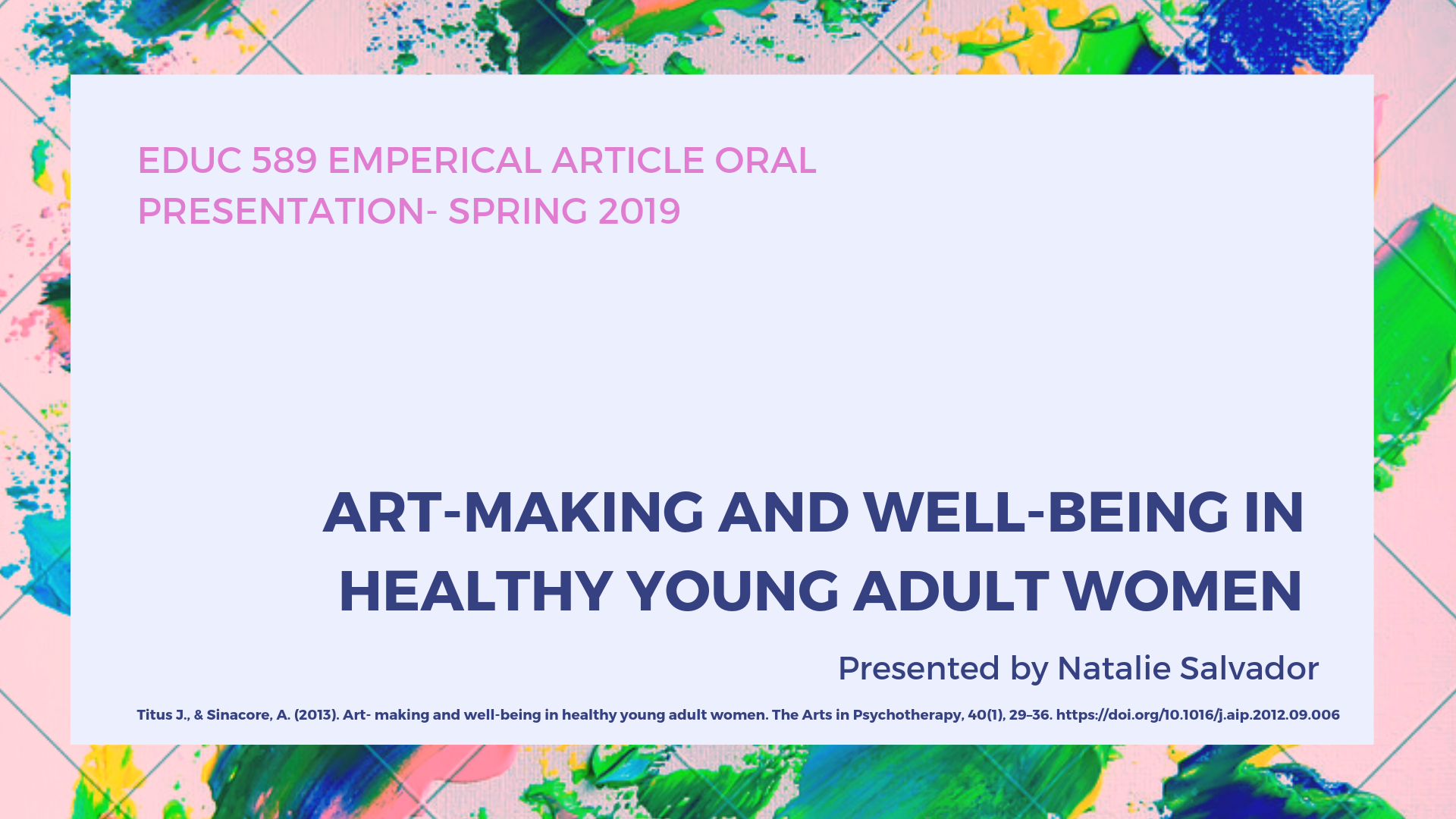 EDUC 589 Natalie Salvador Empirical Article Presentation