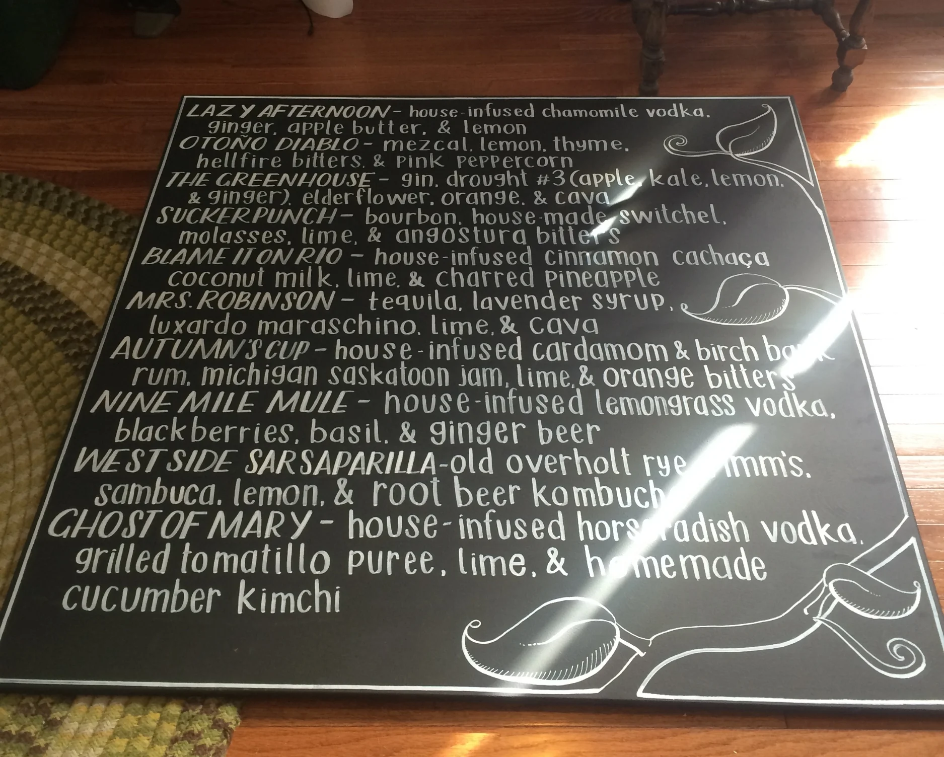  Cocktail menu for Greenspace Cafe 