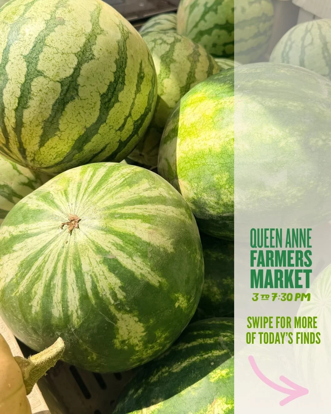 Skies are clearing the way for lots of local goodness, today at QAFM, now open until 7:30pm!
 
What will you find today? 
☀️Carolina Cross and Yellow Doll watermelons @alvarezorganicfarms 
☀️pizza 🍕 @vespuccipizza 
☀️Ginger shot and Lemon Refresher 