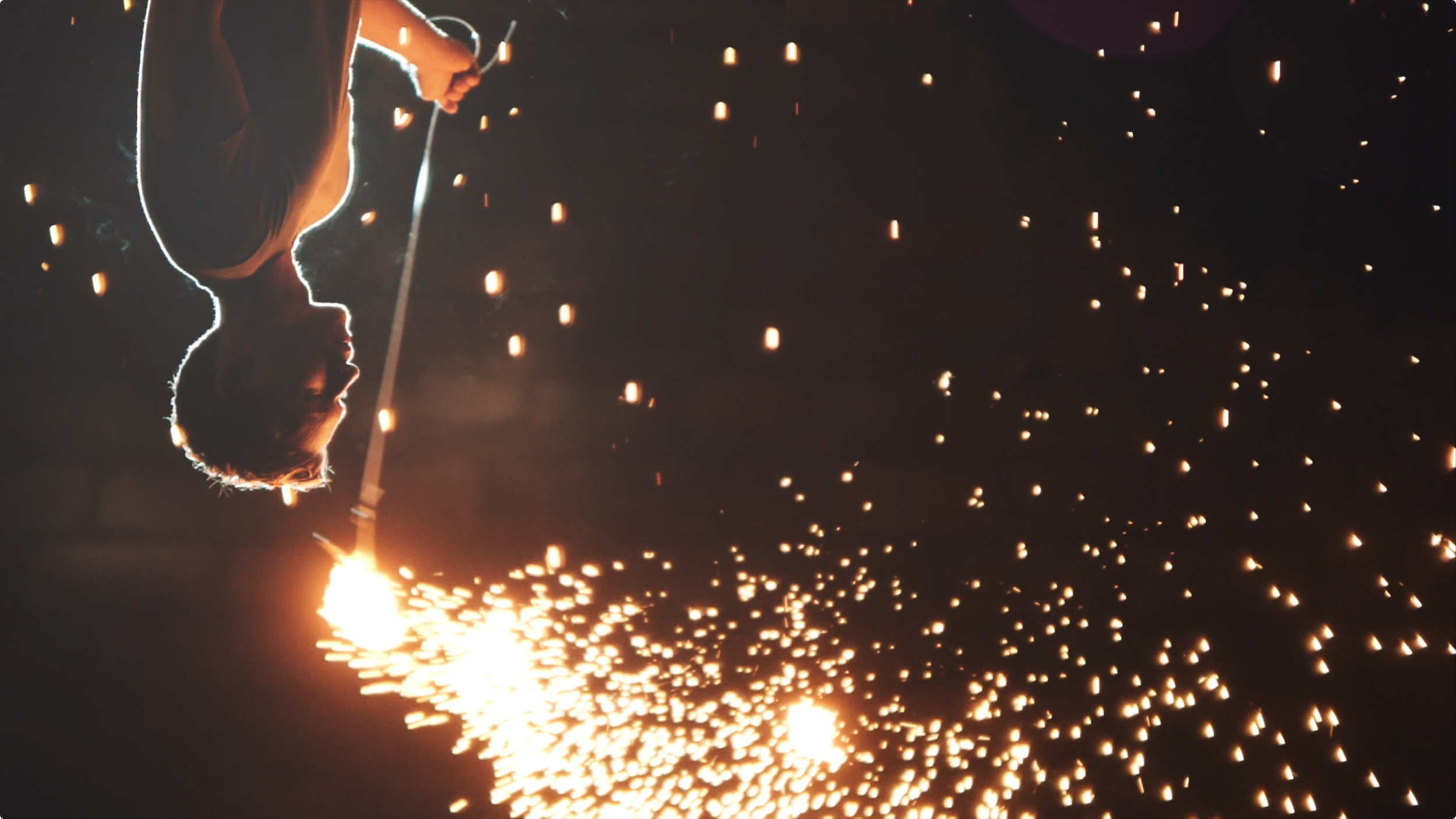 inverted frame from our indie music video with a steel wool sparkler