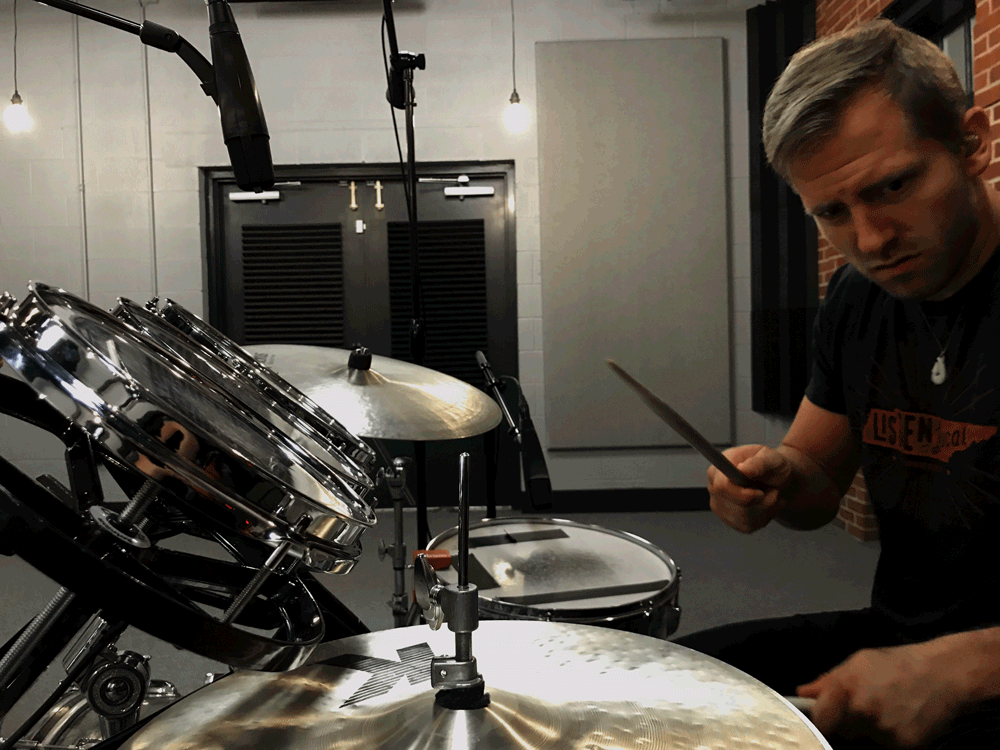 GIF of recording Dan, our indie rock drummer
