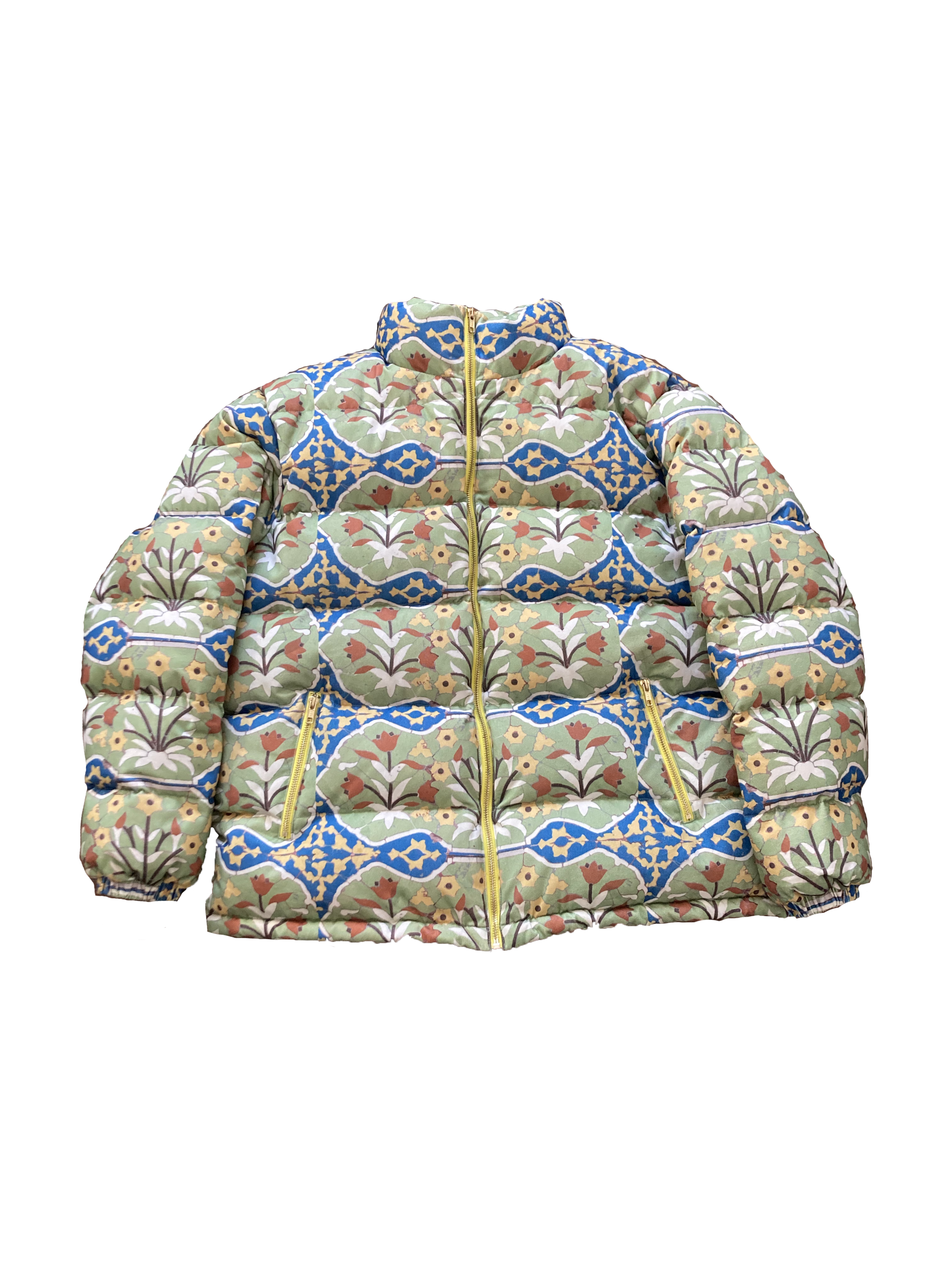 Flower Waxed Cotton Puffer Jacket