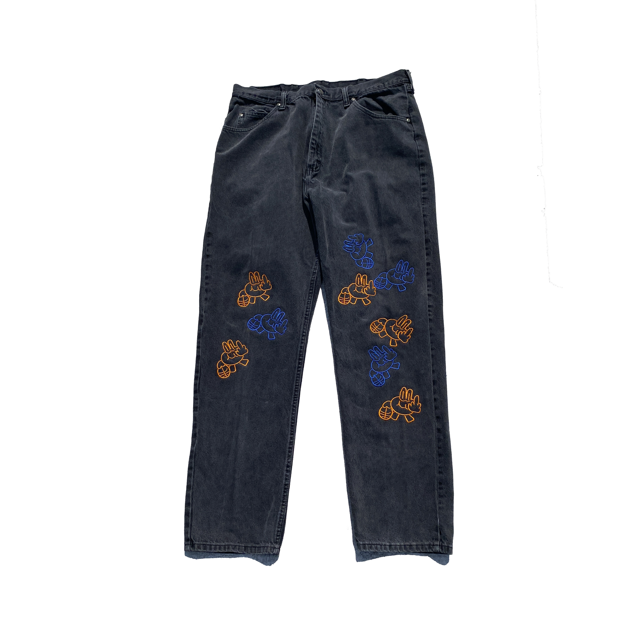 Baller Frog Embroidered Jeans 38 x 34