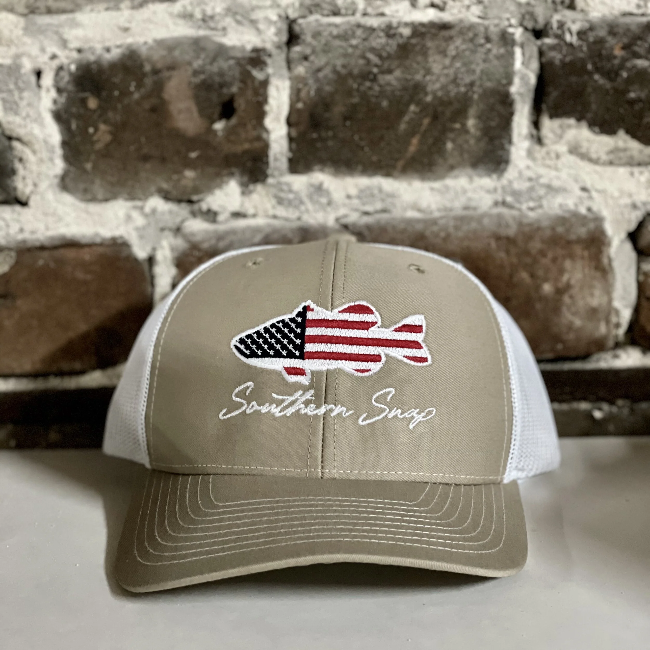 USA Flag Largemouth Bass Trucker Hat 