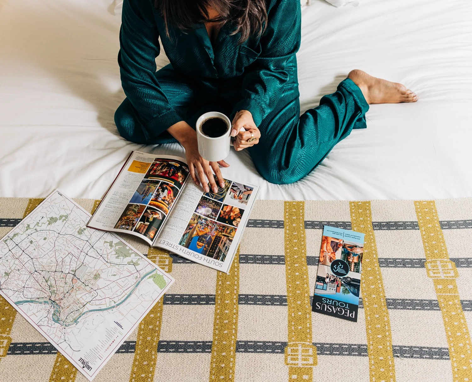  Woman having coffee at Galt House Hotel in Louisville KY  