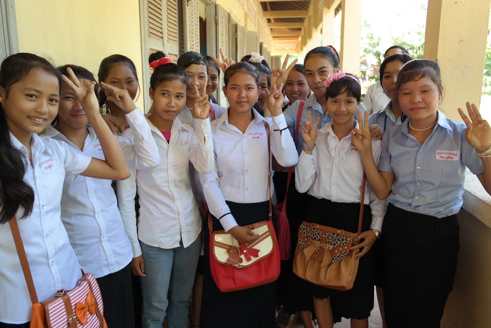 Some scholarship girls greet us in November 2013