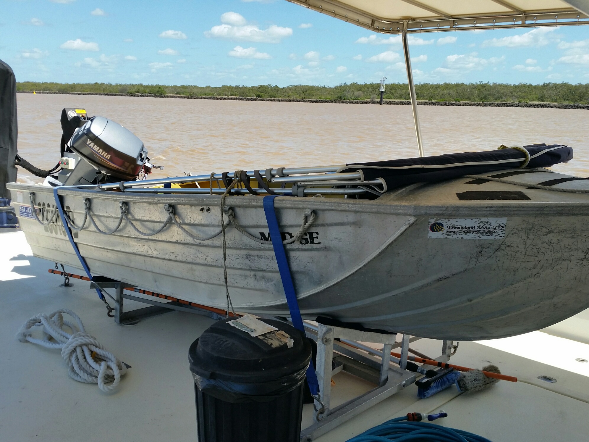 The current vessel - a SeaRay 4.1m v-nosed punt named "MIDGE"