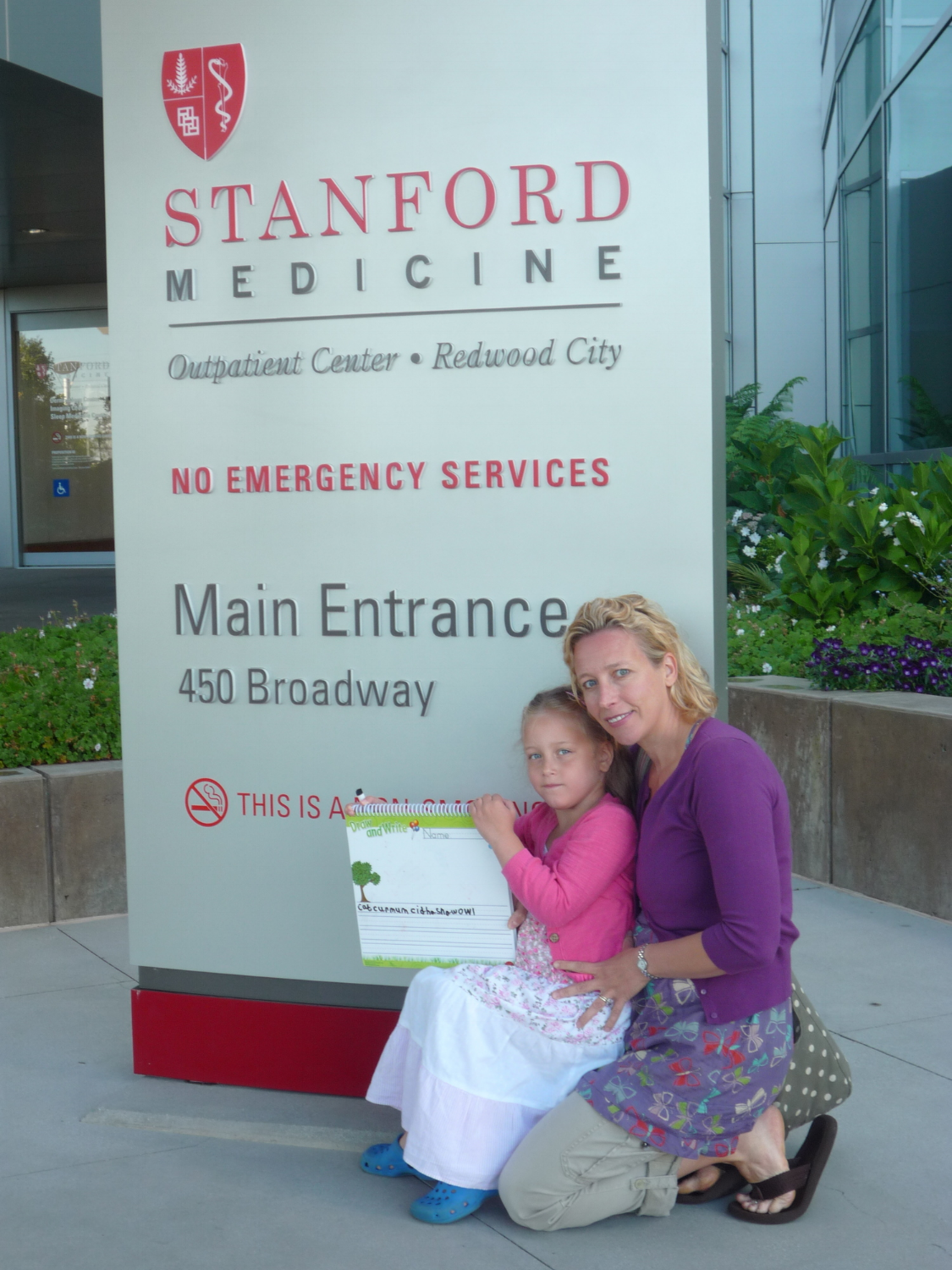 Outside the offices before Mathildas' first appointment with Professor Mignot who prescribed Xyrem to control her symptoms.