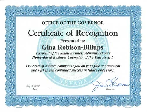Governor's Recognition - Nevada