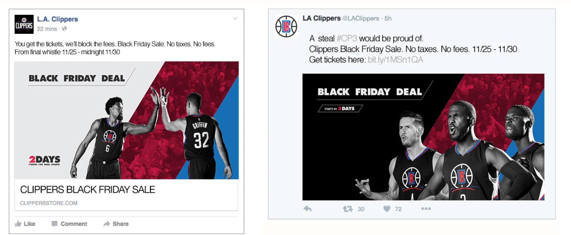 Black Friday Sale: Facebook &amp; Twitter