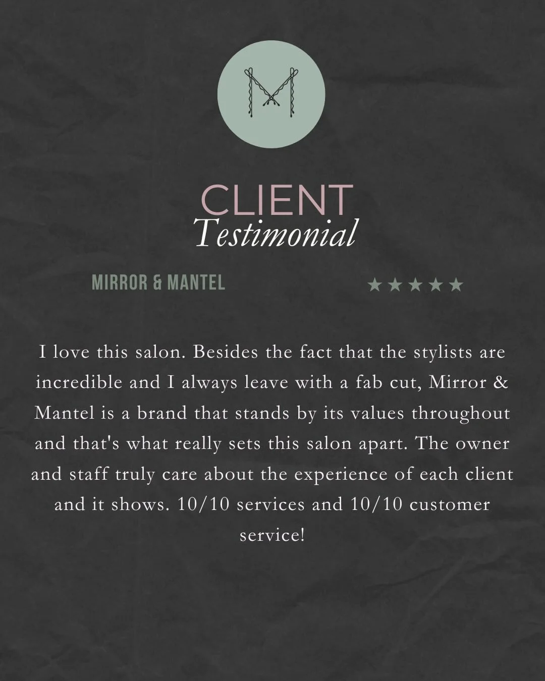 MIRROR &amp; MANTEL

When you take the time to write a review for your Stylist and for Mirror &amp; Mantel you are doing something bigger then just sharing your experience. Here are a few that the salon received. ❤️

Reviews are usually the deciding 