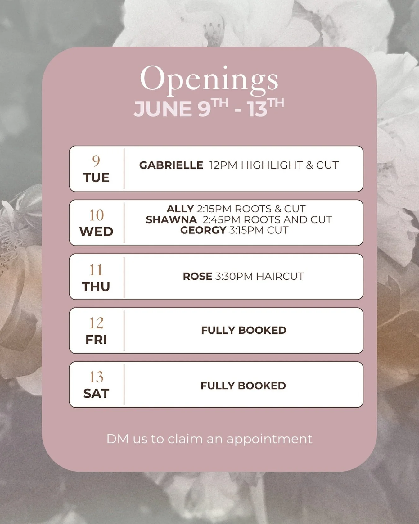 We have limited availability this week! Give us a call, DM or book online!