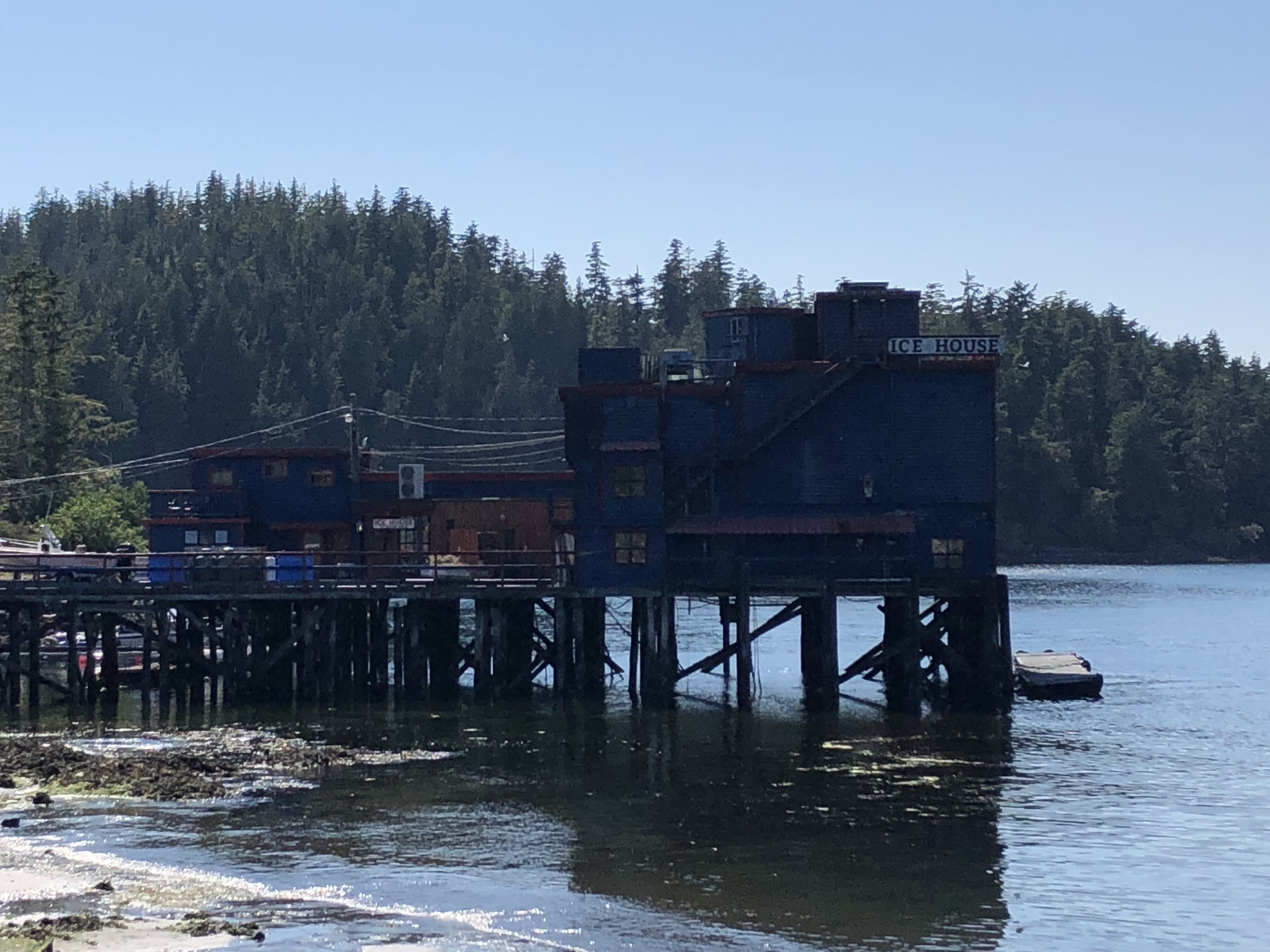 Icehouse sits on pilings over water