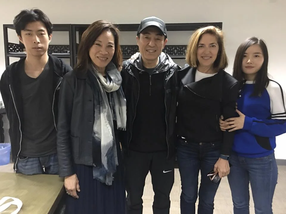 Janet Yang on the set with Zhang Yimou