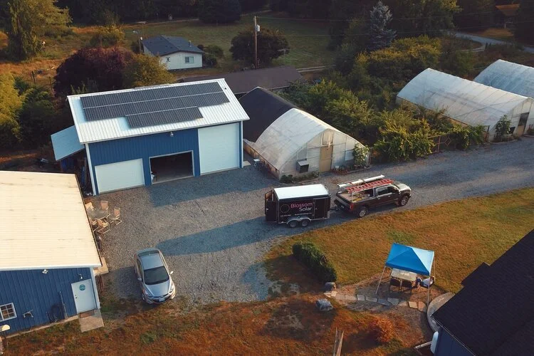 Hidden ground mount produces enough power to offset the electricity costs of a home plus shop!