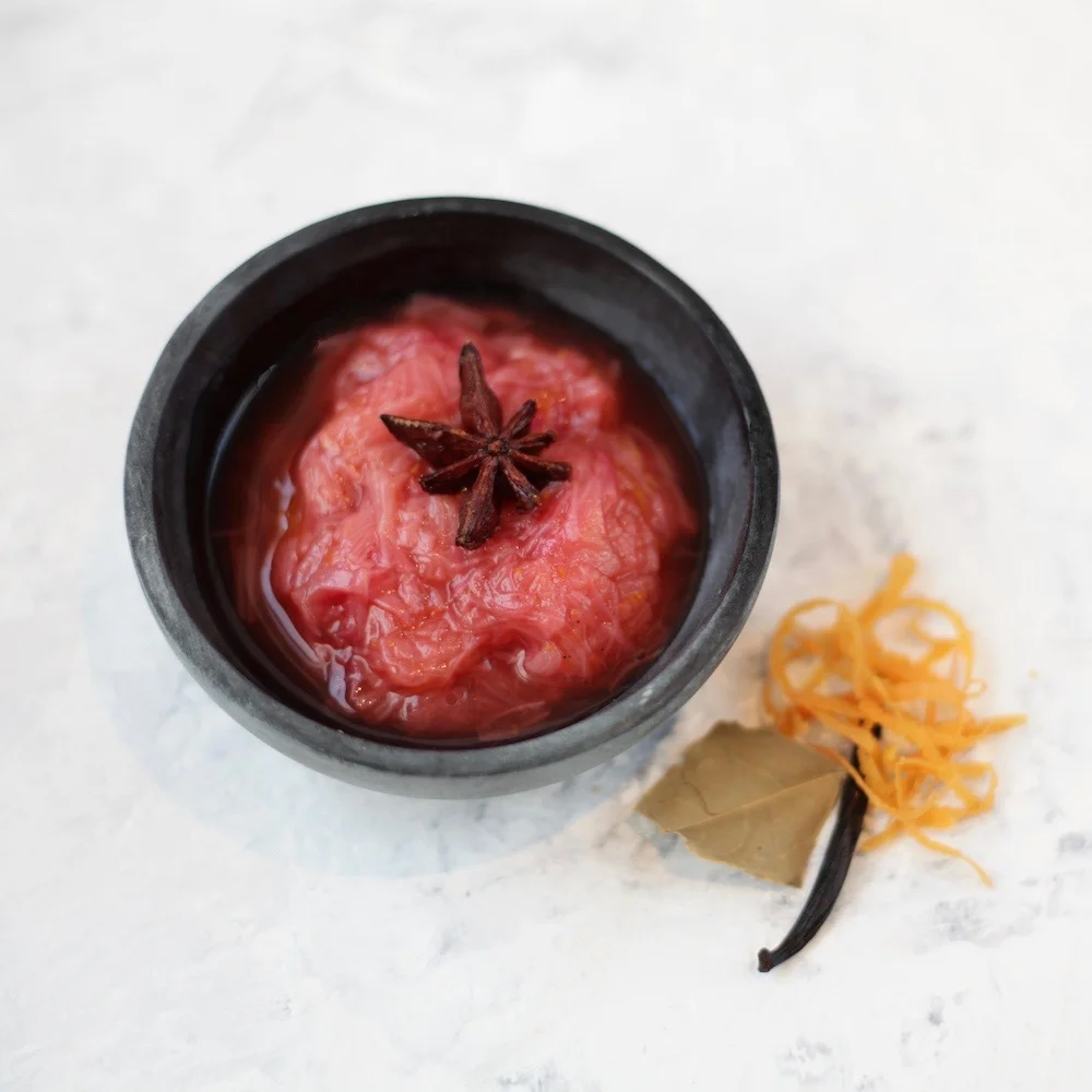 Fermented Rhubarb, Orange + Vanilla Compote