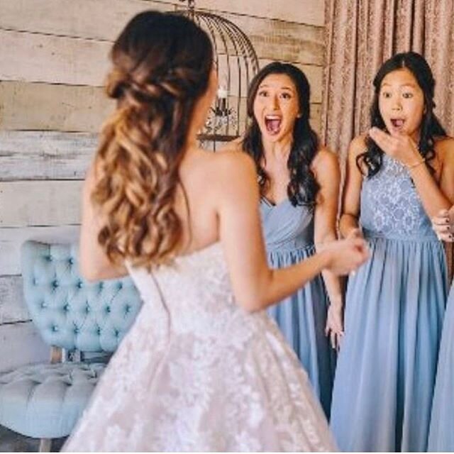 Such a fun moment to see the bridesmaids see the bride in her dress for the first time! 📸 @whiteandwoodphoto 
#sunnyhairandmakeup