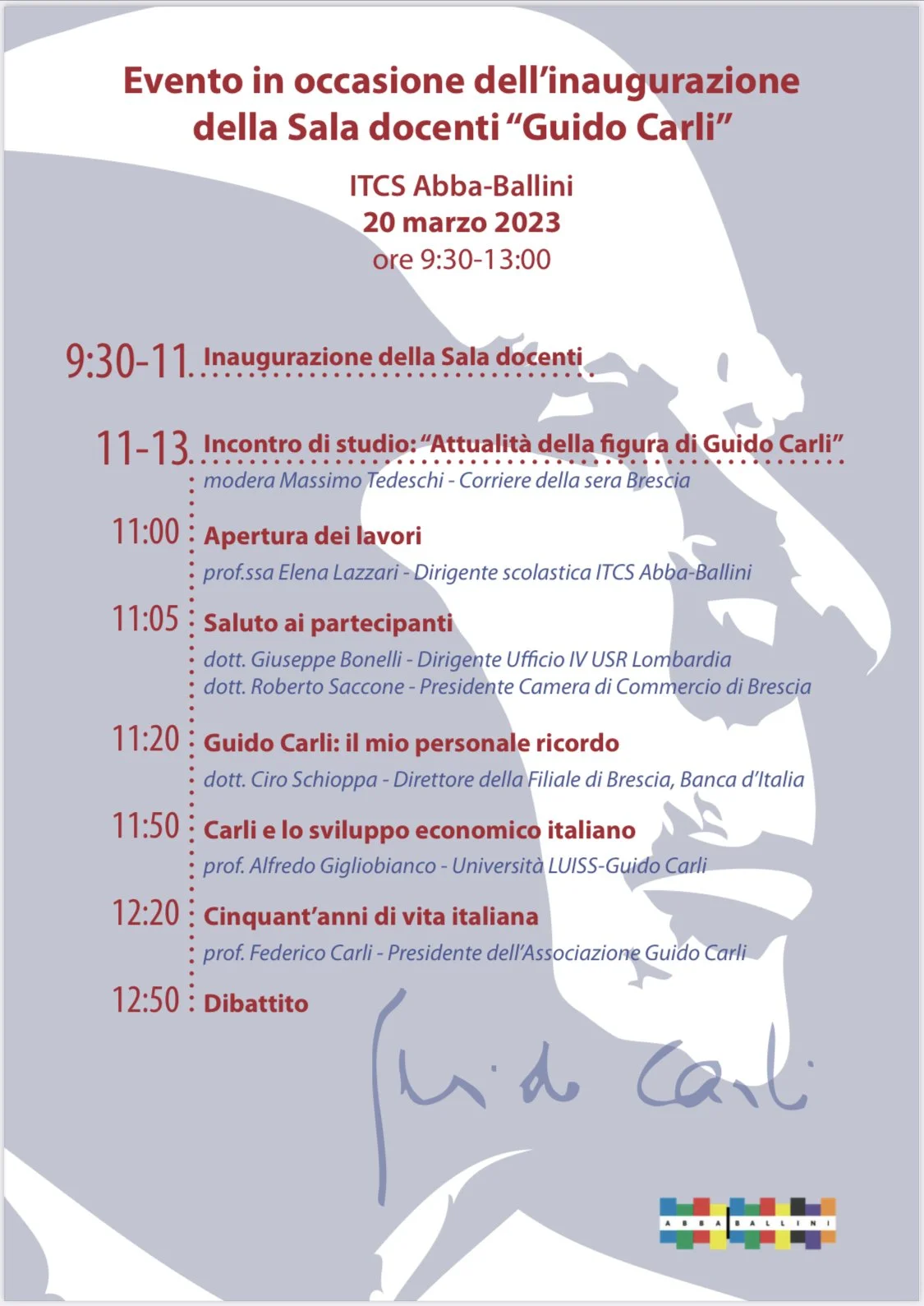 Evento in occasione dell’inaugurazione della Sala docenti “Guido Carli”