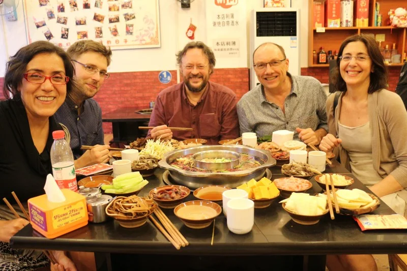 Members of the International Advisory Committee to the Chinese Lighting Designer’s Association investigating the Hotpot theory following the opening of the 100 Lighting Design Projects exhibition at the Chongqing Art University.