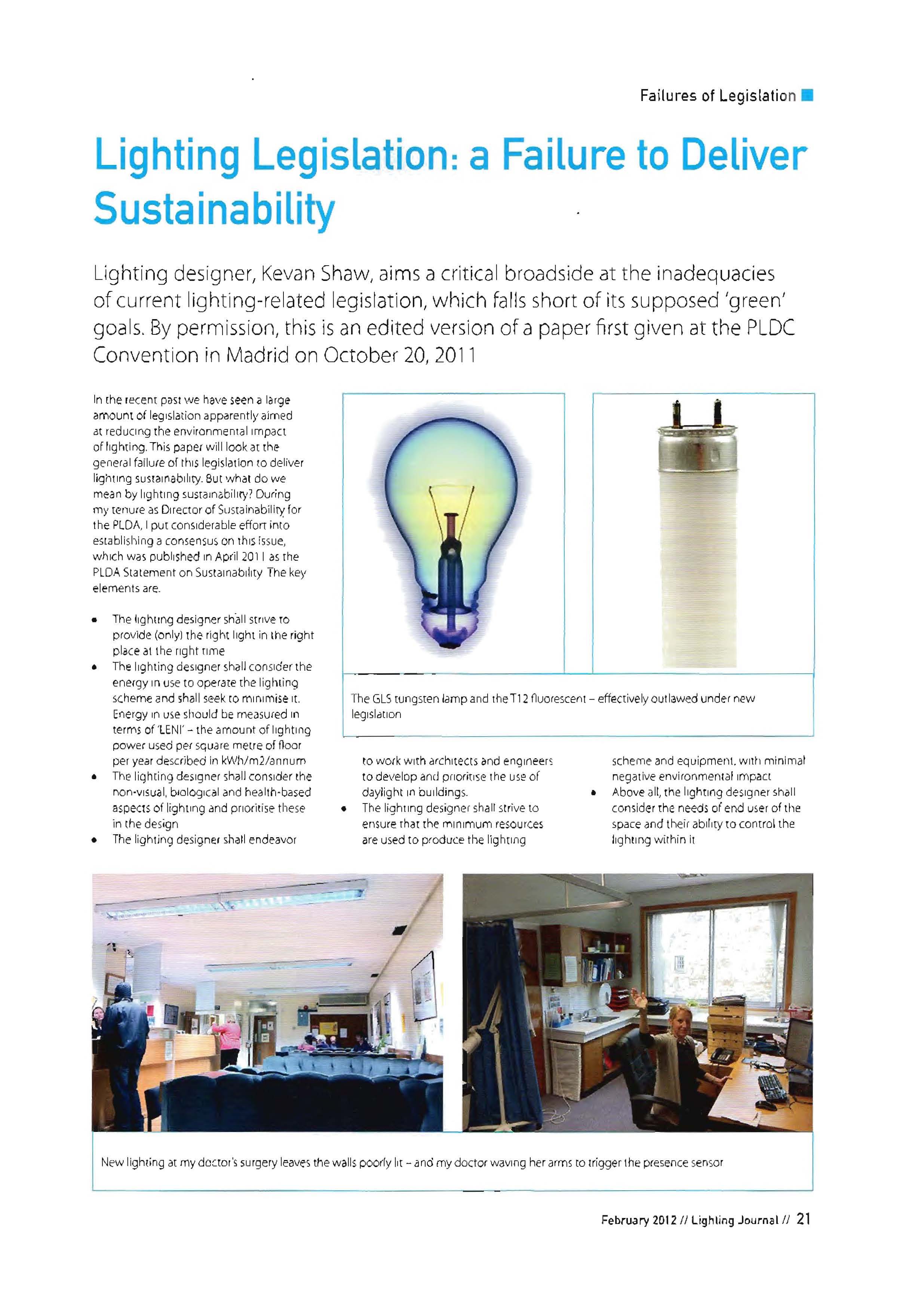 Lighting Legislation: A Failure to Deliver Sustainability